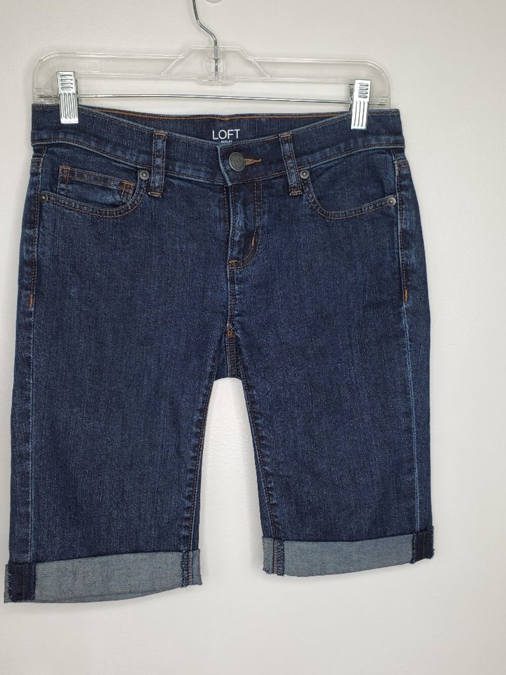 LOFT Outlet Medium to Dark Wash Denim Jean Bicycle Shorts Size 00